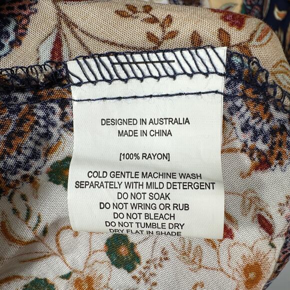 Abel The Label Boho Patchwork Maxi Dress Sz S Flutter Sleeve Wrap Look Rayon - Picture 6 of 16